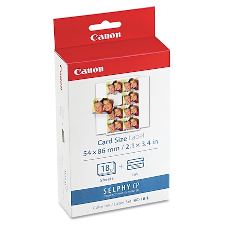 Canon Ink/Label Combo 7740A001 (KC-18IL), Black/Tri-Color 7740A001